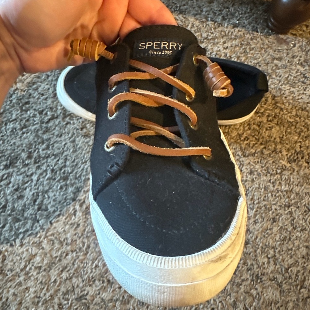 Sperry Black Sneakers with Tan Laces